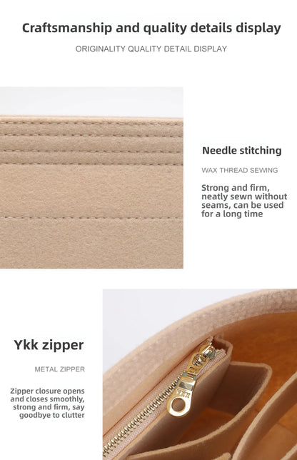 Purse Organizer insert for Handbags Base Shaper 3pc Set city33 Felt Organizer Insert Large Tote Bag Organizer with Zipper