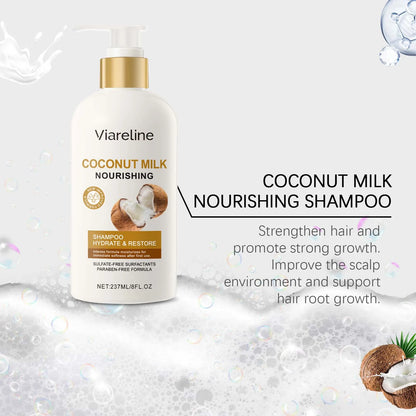 Coconut Milk Shampoo Gently Clean Hair Remove Dandruff Control Oil Reduce Hair Loss Stabilize Hair Roots Smooth Fluffy Shampoo