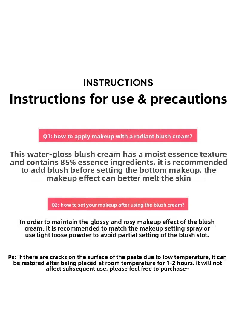 Judydoll Dewy Water Glow Cream Blush & Highlighter Stick Palette - Multi-Use, Buildable Color, Blurring Airy Effect for Face