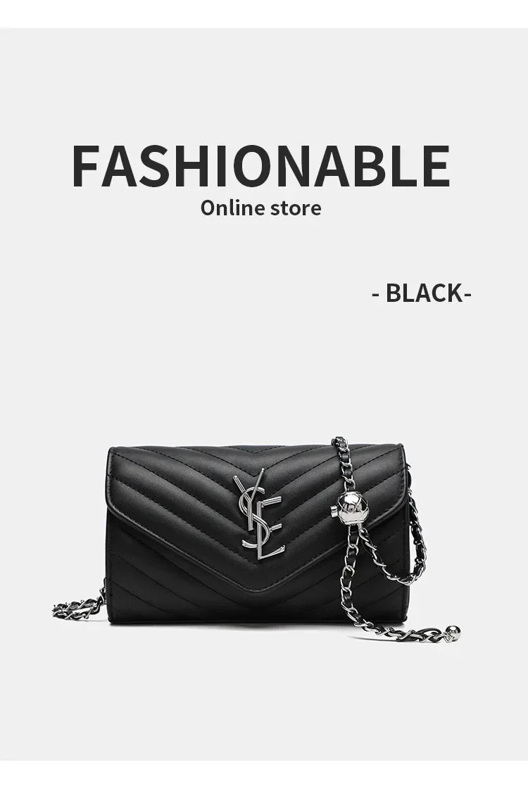 2024 New Luxury Fashionable Genuine Leather Chain Shoulder Bag Envelope Style Lightweight Women's Small Bag Soft Texture