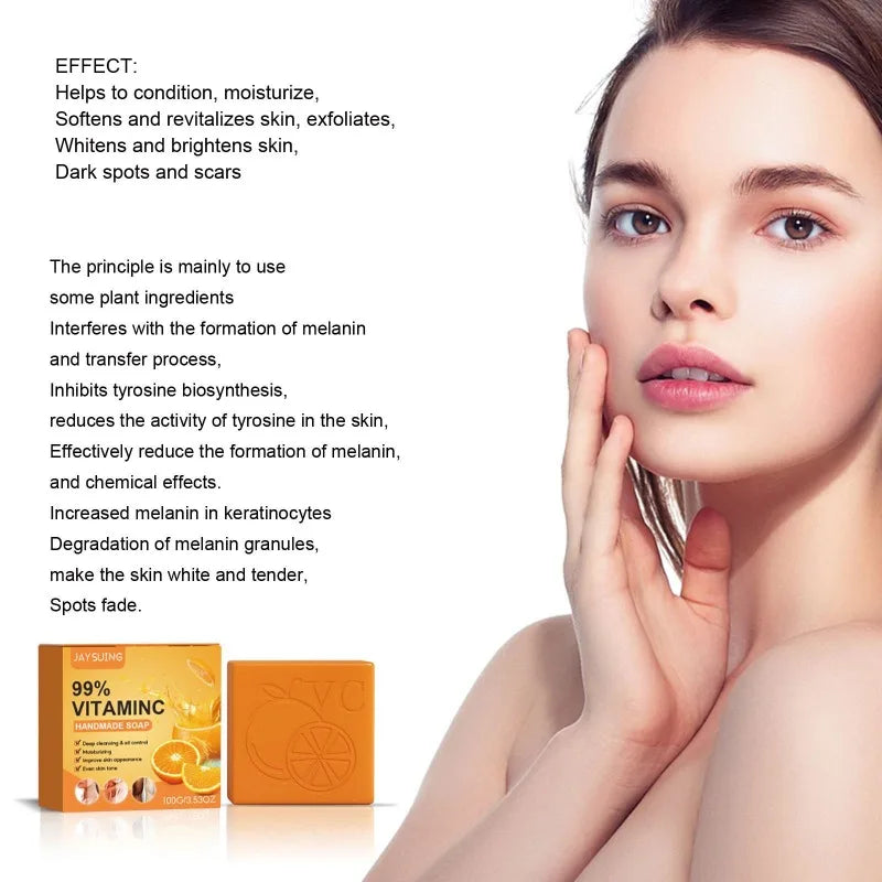 Vitamin C Handmade Soap Body Brightening Oil Control Smooth Soft Skin Moisturizing Exfoliating Anti Mite Facial Cleansing Soap