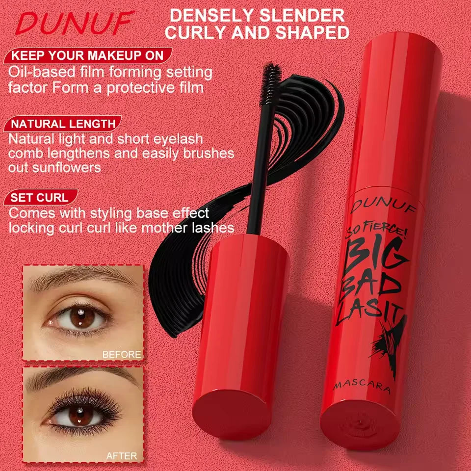 DUNUF Waterproof Mascara Eyelashes Lengthening Long Lasting Silky Lash Black Eyelashes Extension Make Up Beauty Eye Korean Cosmetic