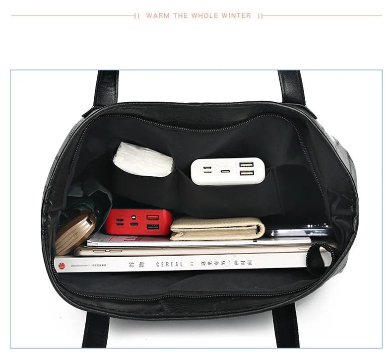 Trendy Women's  New Large Capacity Tote Bag with Horizontal Square Zipper Single Shoulder Handbag