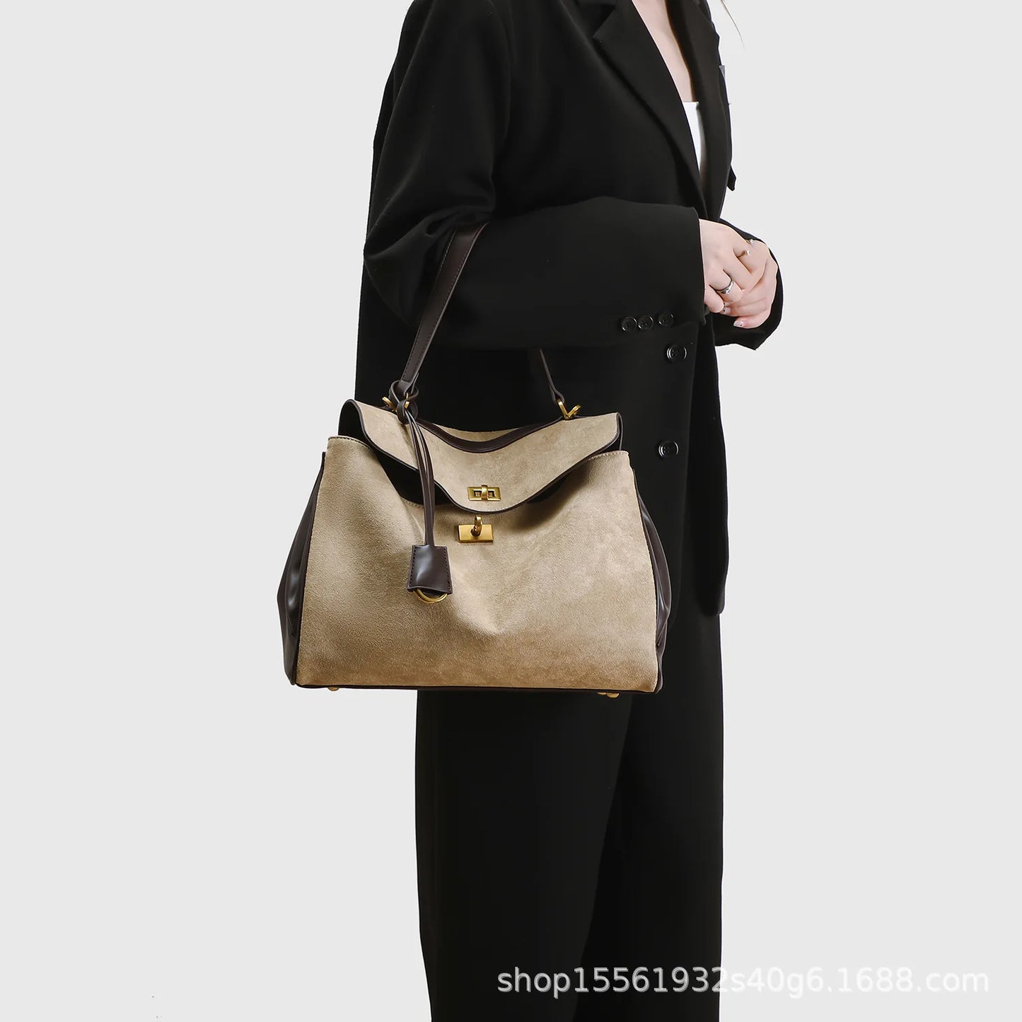 Matte suede tote bag for women large capacity commuting armpit bag, autumn and winter new high-end single shoulder crossbody bag