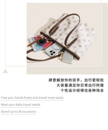 Popular and Versatile Leather Tote Bag with Large Capacity for Women 2024 New Fashion and Classic Computer Shoulder Handbag