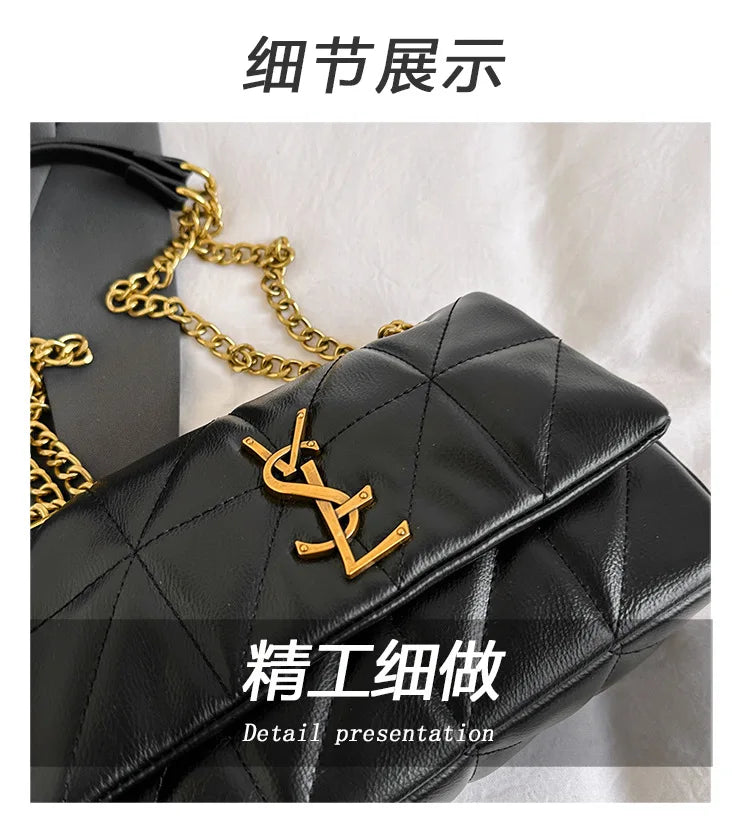 New Xiaoxiangfeng diamond grid chain bag, stylish and versatile, large capacity diagonal span small square bag