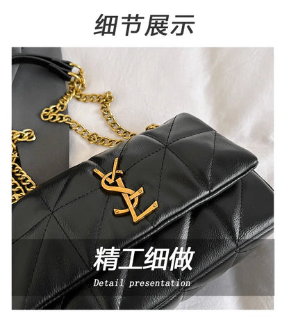 New Xiaoxiangfeng diamond grid chain bag, stylish and versatile, large capacity diagonal span small square bag