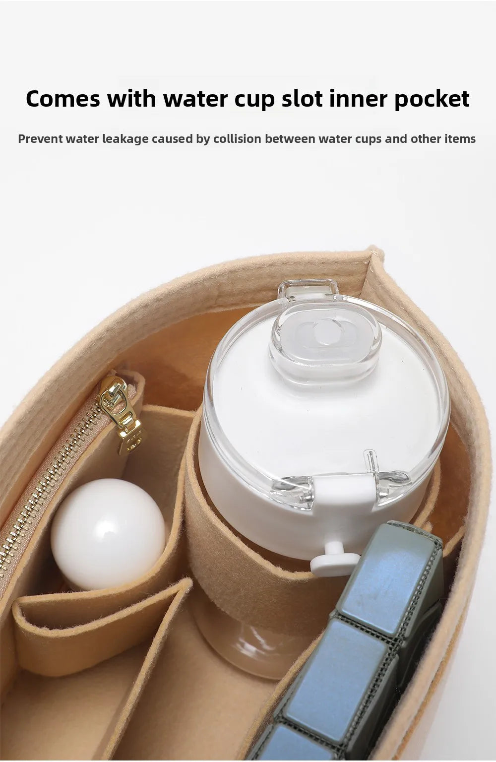 Purse Organizer insert for Handbags Base Shaper 3pc Set city33 Felt Organizer Insert Large Tote Bag Organizer with Zipper