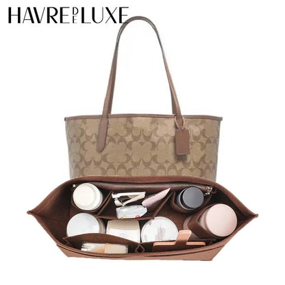 Purse Organizer insert for Handbags Base Shaper 3pc Set city33 Felt Organizer Insert Large Tote Bag Organizer with Zipper