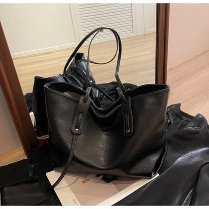 Large Capacity Women's Tote Bag 2023 Winter Fashion Trend Leather Shoulder Bags Office Handbag