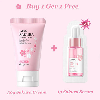2Pcs Sakura Whitening Face Cream Wrinkle Remover Serum Anti-Aging Fade Fine Lines Lift Firming Essence Brighten Smooth Skin Care