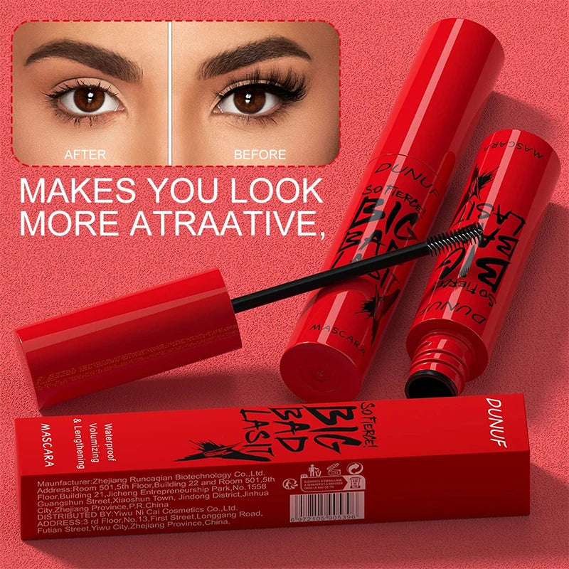 DUNUF Waterproof Mascara Eyelashes Lengthening Long Lasting Silky Lash Black Eyelashes Extension Make Up Beauty Eye Korean Cosmetic