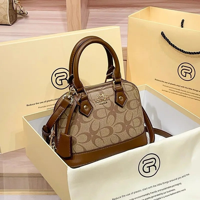 Brand women's handbag shell bag 2025 new high-end retro handbag shoulder bag versatile light luxury crossbody women's bag trend
