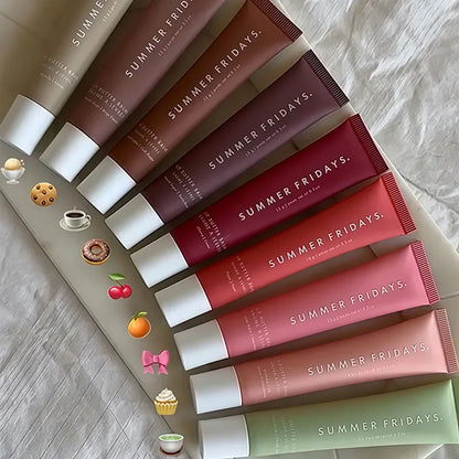 Fashion Summer Fridays Cherry Pink Sugar Vanilla  Lip Balm Moisturizing Lipstick Set Soft Tube Mirror Lip Gloss Lip Makeup Care