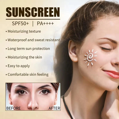 SPF50+ Sunscreen Korean Rice Probiotic Solar Blocker Skin Whitening Cream Anti UV Sun Block Facial Mild Moisturizer Serum 50ml