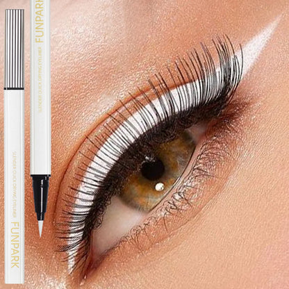 fun park 1PC White Liquid Eyeliner Pen Matte Long Lasting Waterproof Eye Liner Pencil Quick-drying Non-smudge Eye Makeup for Women Cosmet