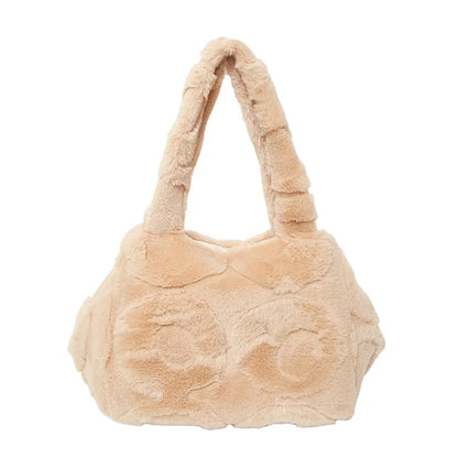 Faux Fur Tote Bag High Quality Plush Handbag Women Fall Winter Vintage Fashion Large Capacity Shoulder Bag