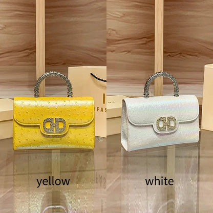 New ostrich pattern underarm handbag for ladies, light luxury diamond-encrusted, elegant single-shoulder crossbody bag