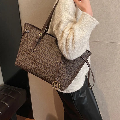 Tote Big Bag Women's New Retro Printed Letter Large Capacity Shoulder Handbag