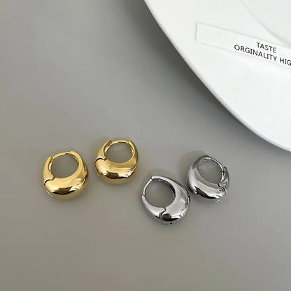 LATS Punk Oval Hoop Earrings Metallic Geometric Ear Buckle Minimalist Style U-shaped Ear Buckle Daily Life Earring Accessories