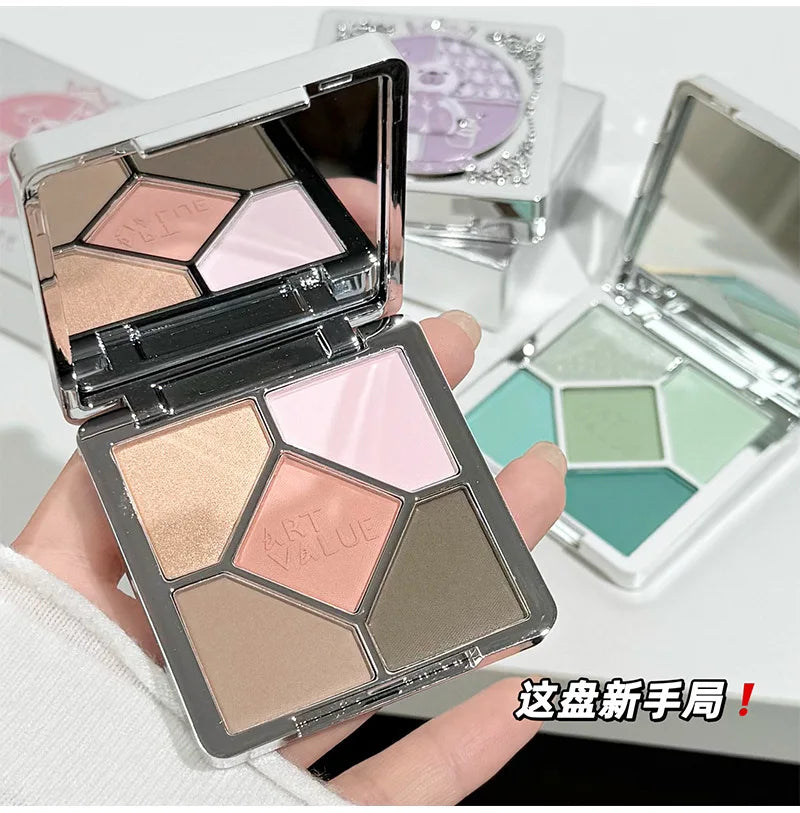 Eyeshadow Palette Blush Highlight Makeup Pearly Highgloss Shimmer Pink Brown Earth Color Fine Sequins Eye Shadow