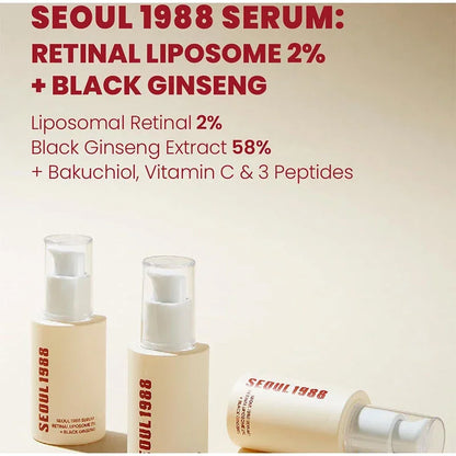 Korean 1988 Retinol Face Care Serum,Black Ginseng Niacinamide Vitamin C Moisturizing Firming Ampoule,Anti Aging Wrinkle Skincare