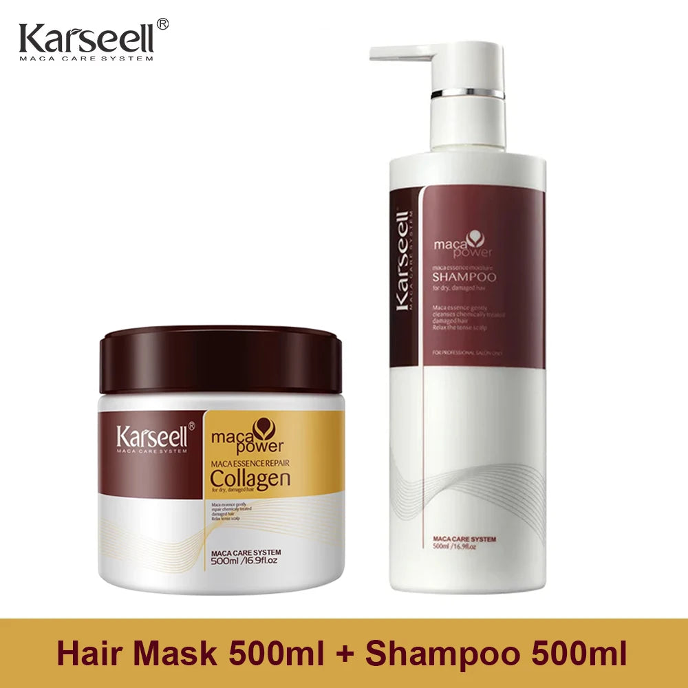 Original Karseell 500ml Moisture Shampoo Argan Oil  Moisturizing Smooth Shampoo Hair Care Set 1/2/3pcs for Dry and Damaged Hair