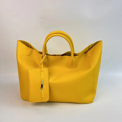 Ladies' fashionable vegan leather oversized handbag with large capacity, simple and versatile shopping bag