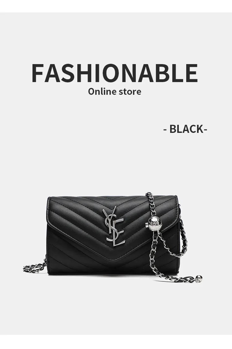 2024 New Luxury Fashionable Genuine Leather Chain Shoulder Bag Envelope Style Lightweight Women's Small Bag Soft Texture