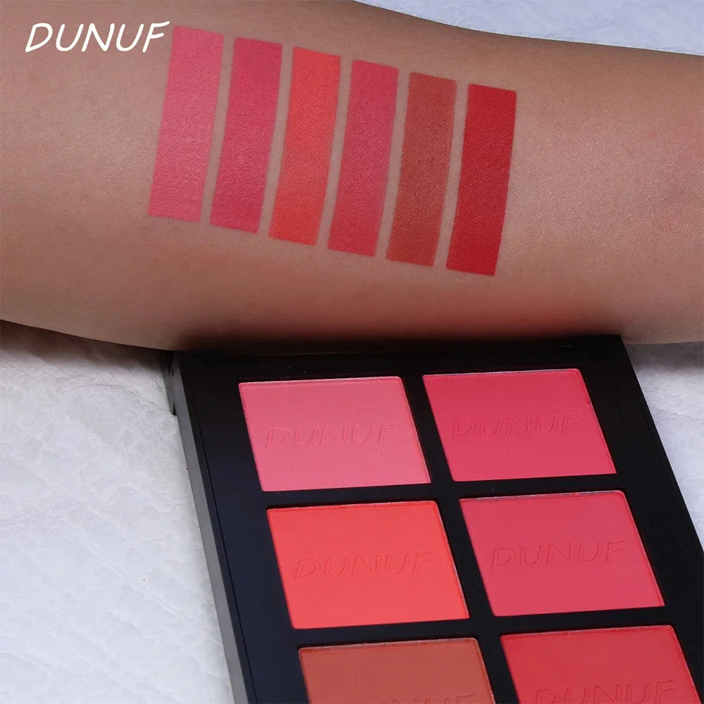 Airflow Powder Blush Palette 6 Color Matte Shimmery Highlighter Bronzer Longwearing High Pigment Waterproof Contour Makeup