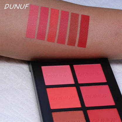 Airflow Powder Blush Palette 6 Color Matte Shimmery Highlighter Bronzer Longwearing High Pigment Waterproof Contour Makeup