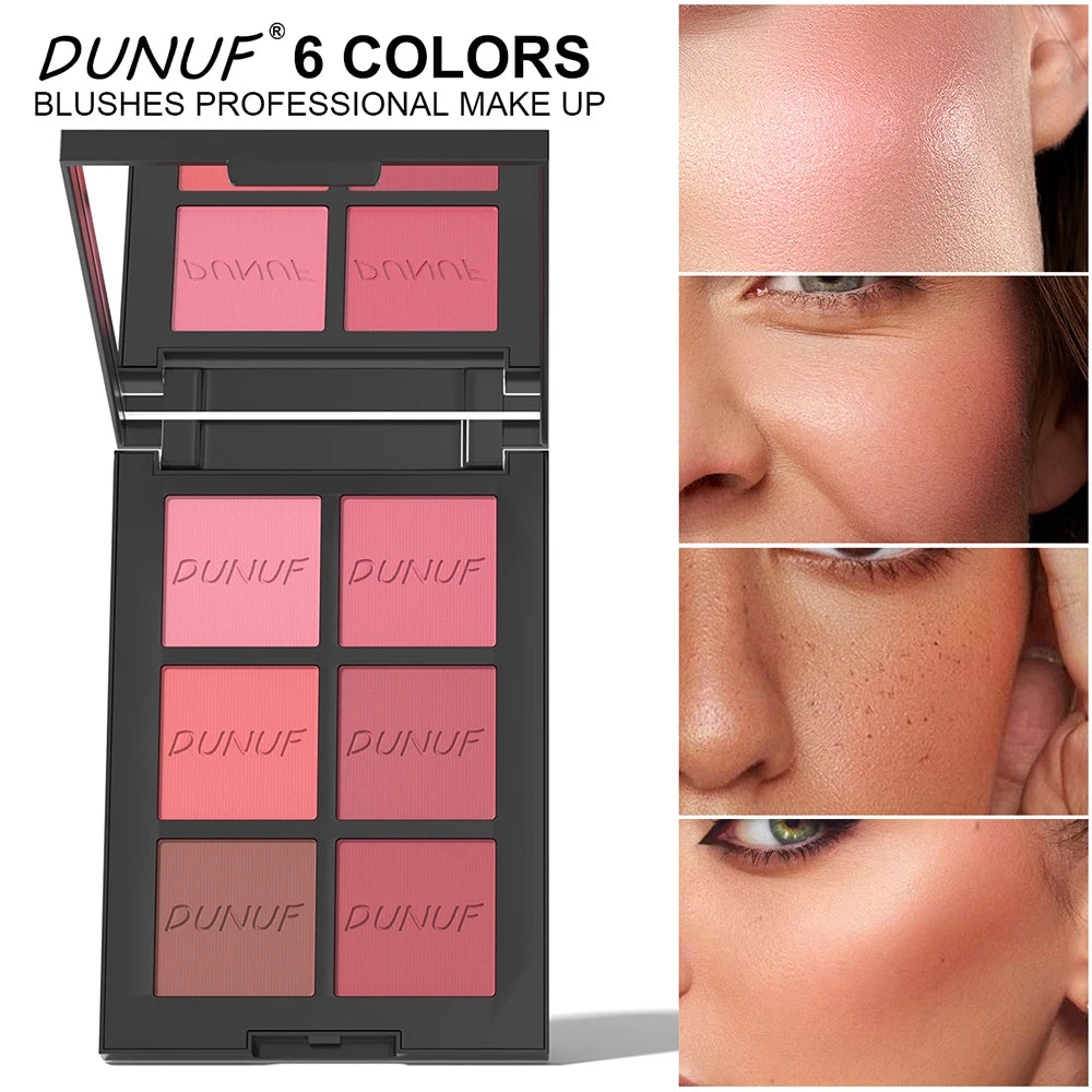 Airflow Powder Blush Palette 6 Color Matte Shimmery Highlighter Bronzer Longwearing High Pigment Waterproof Contour Makeup