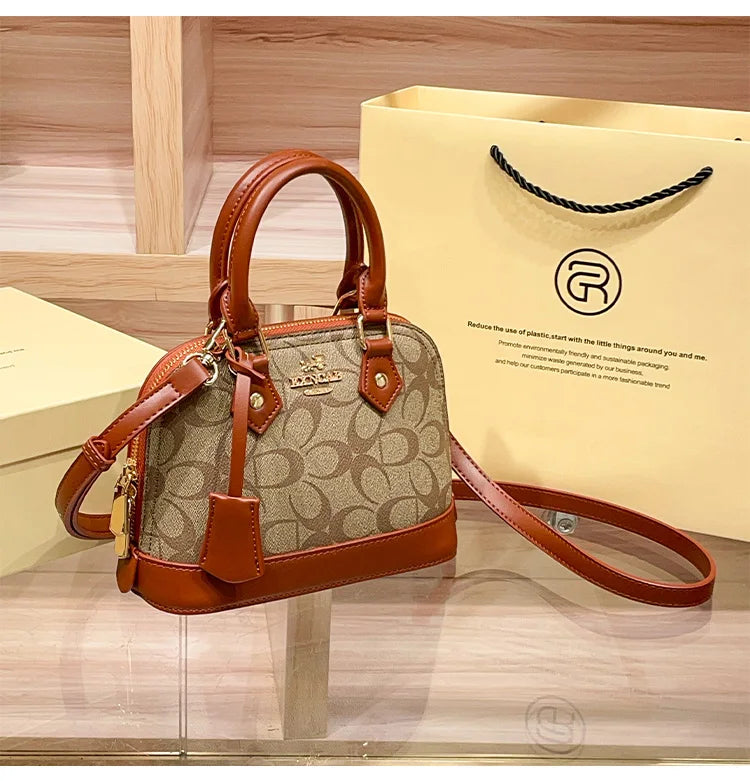 Brand women's handbag shell bag 2025 new high-end retro handbag shoulder bag versatile light luxury crossbody women's bag trend