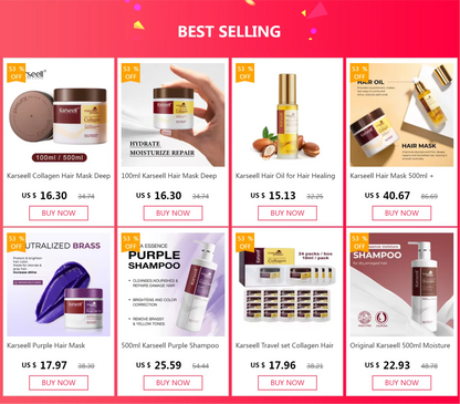 Original Karseell Volume Shampoo and Conditioner Argan Oil Moisturizing Smooth Leave in Cream Curl Defining Cream Hair Care Set