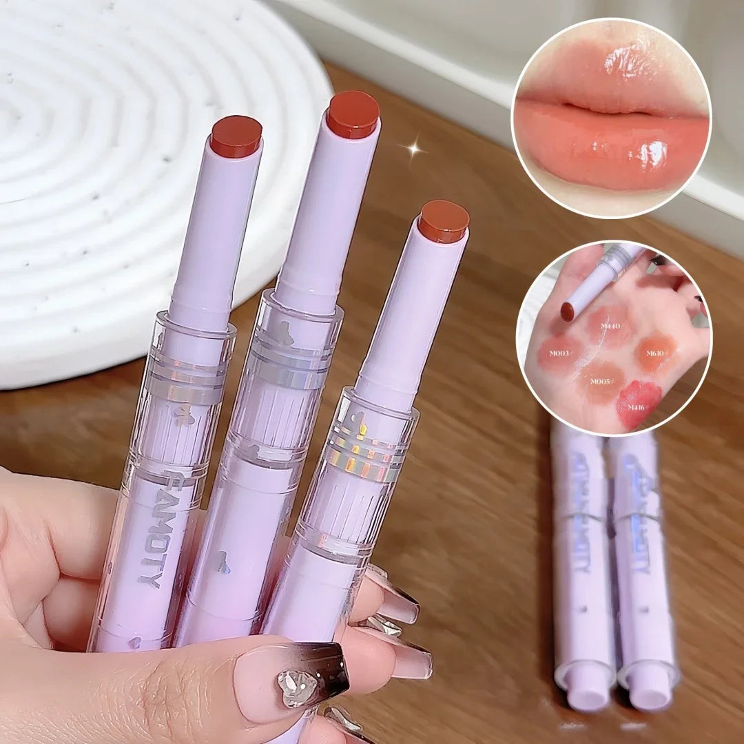 Mirror Glass Solid Lip Gloss Water Light Round Tube Lipstick Clear Oil Jelly Lip Glaze Natural Nude Moisturizing Makeup Tint