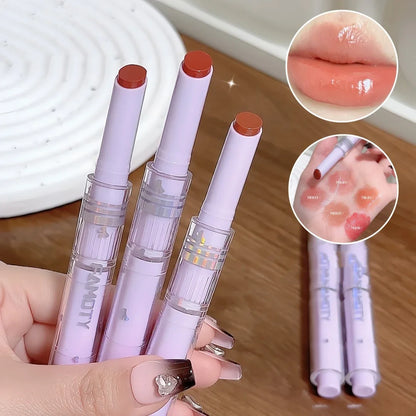 Mirror Glass Solid Lip Gloss Water Light Round Tube Lipstick Clear Oil Jelly Lip Glaze Natural Nude Moisturizing Makeup Tint