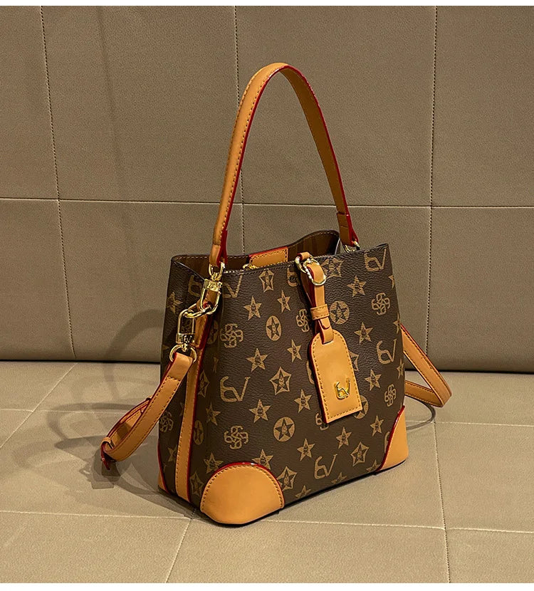 Light luxury brand handbag 2024 new autumn and winter high-end fashion designer bucket bag, single shoulder crossbody bag