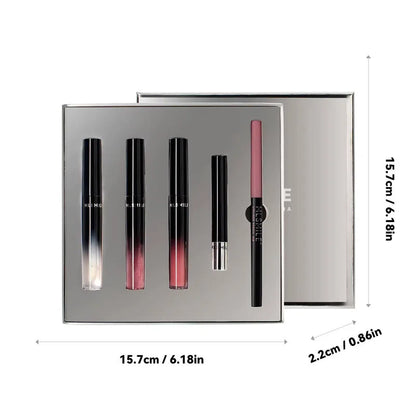 MLSMILE Makeup Set Holiday Gift Box 5pc/set Gloss Waterproof Moisturizing Long-lasting Liquid Lipstick Lip Liner New