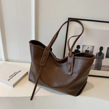 Large Capacity Women's Tote Bag 2023 Winter Fashion Trend Leather Shoulder Bags Office Handbag