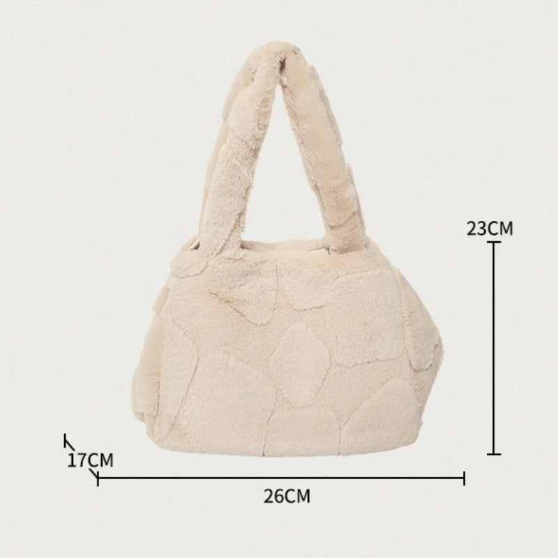 Faux Fur Tote Bag High Quality Plush Handbag Women Fall Winter Vintage Fashion Large Capacity Shoulder Bag