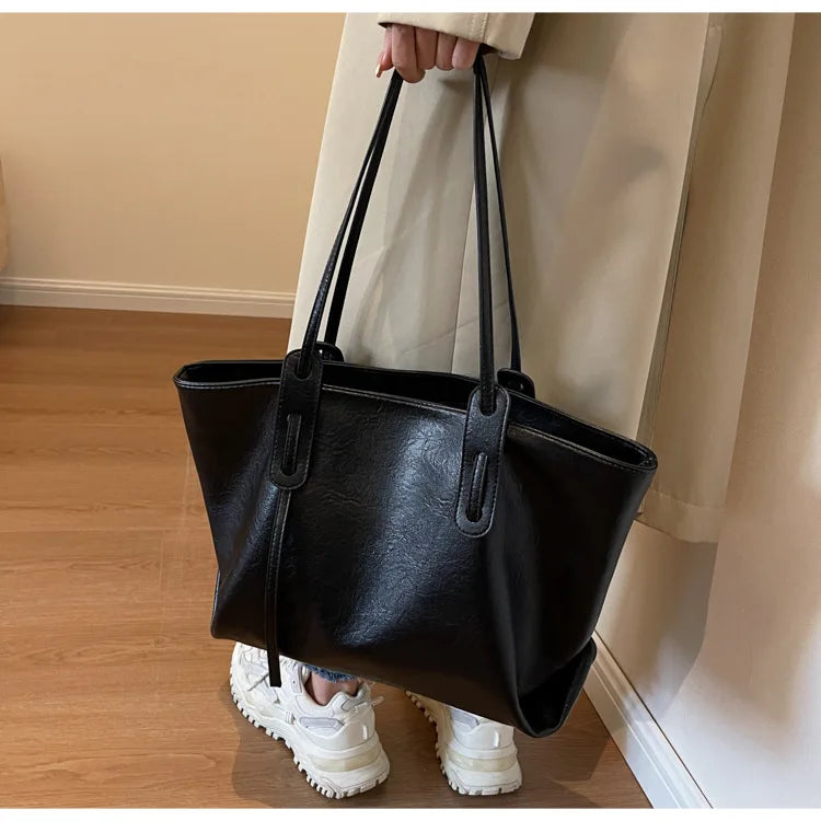 Large Capacity Women's Tote Bag 2023 Winter Fashion Trend Leather Shoulder Bags Office Handbag