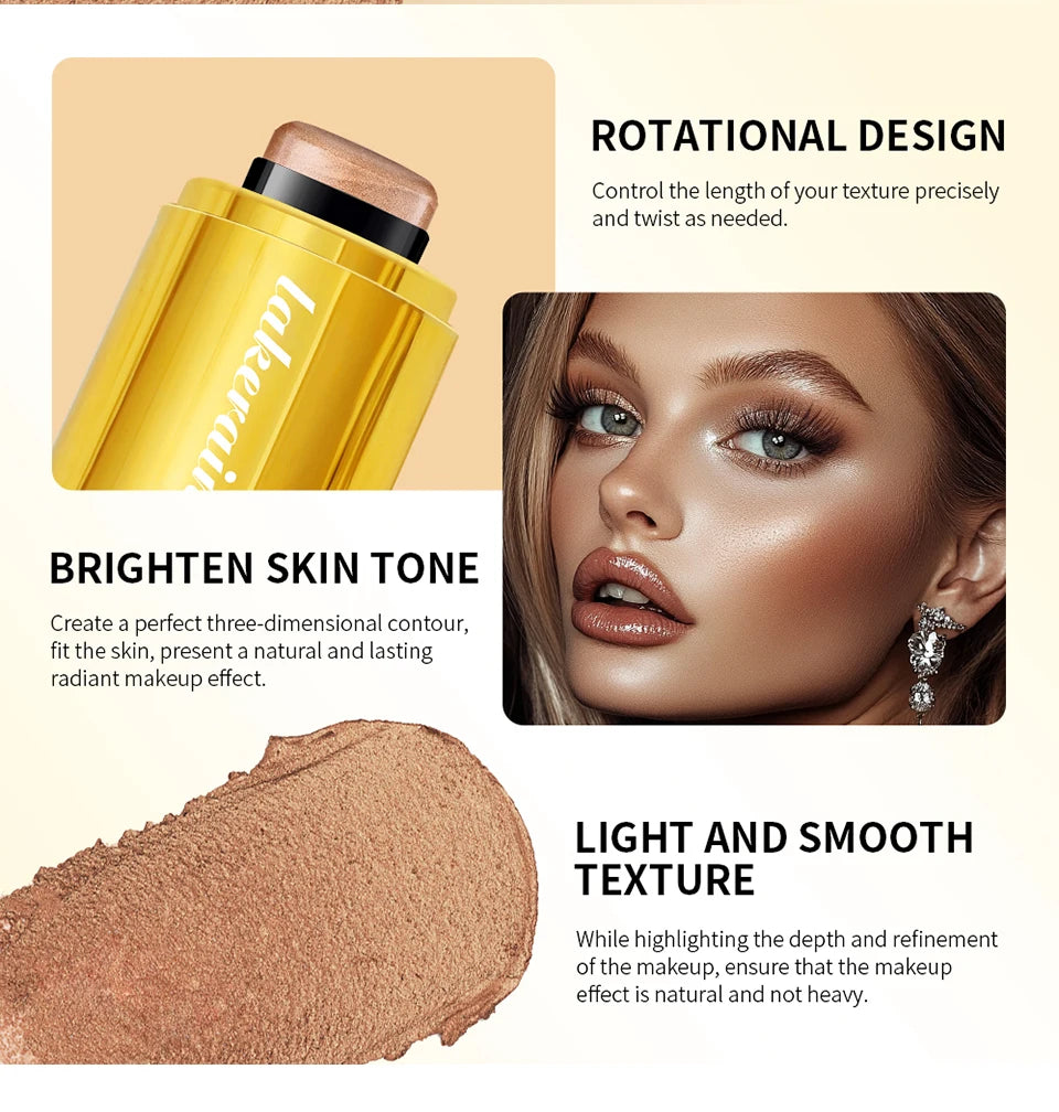 3-in-1Blush Stick Lasting Brightens Facial Cheek Stick Moisturizing Flash Lip Gloss Makeup Lip Gloss Face Rouge