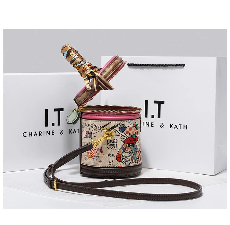 Women's handbag 2023 new fashion designer cylinder bag handbag single shoulder crossbody women's bag small bag