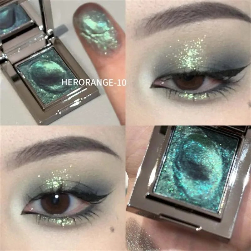 Diamond Monochrome Highlighter Eyeshadow Palette Chameleon Metallic Green Brighten Eye Shadow Fine Flash Eye Makeup Cosmetic