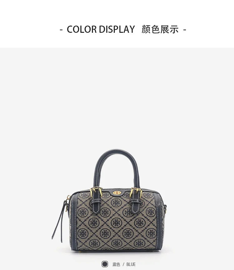 TB Retro Print Pattern Boston Bag 2024 New Womens Crossbody Bag Handheld ShoulderBag Bucket Bag