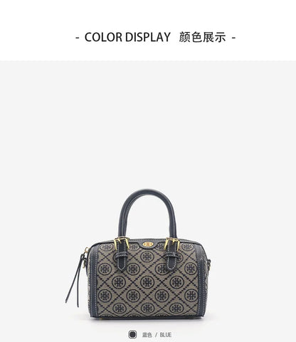 TB Retro Print Pattern Boston Bag 2024 New Womens Crossbody Bag Handheld ShoulderBag Bucket Bag