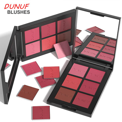 Airflow Powder Blush Palette 6 Color Matte Shimmery Highlighter Bronzer Longwearing High Pigment Waterproof Contour Makeup