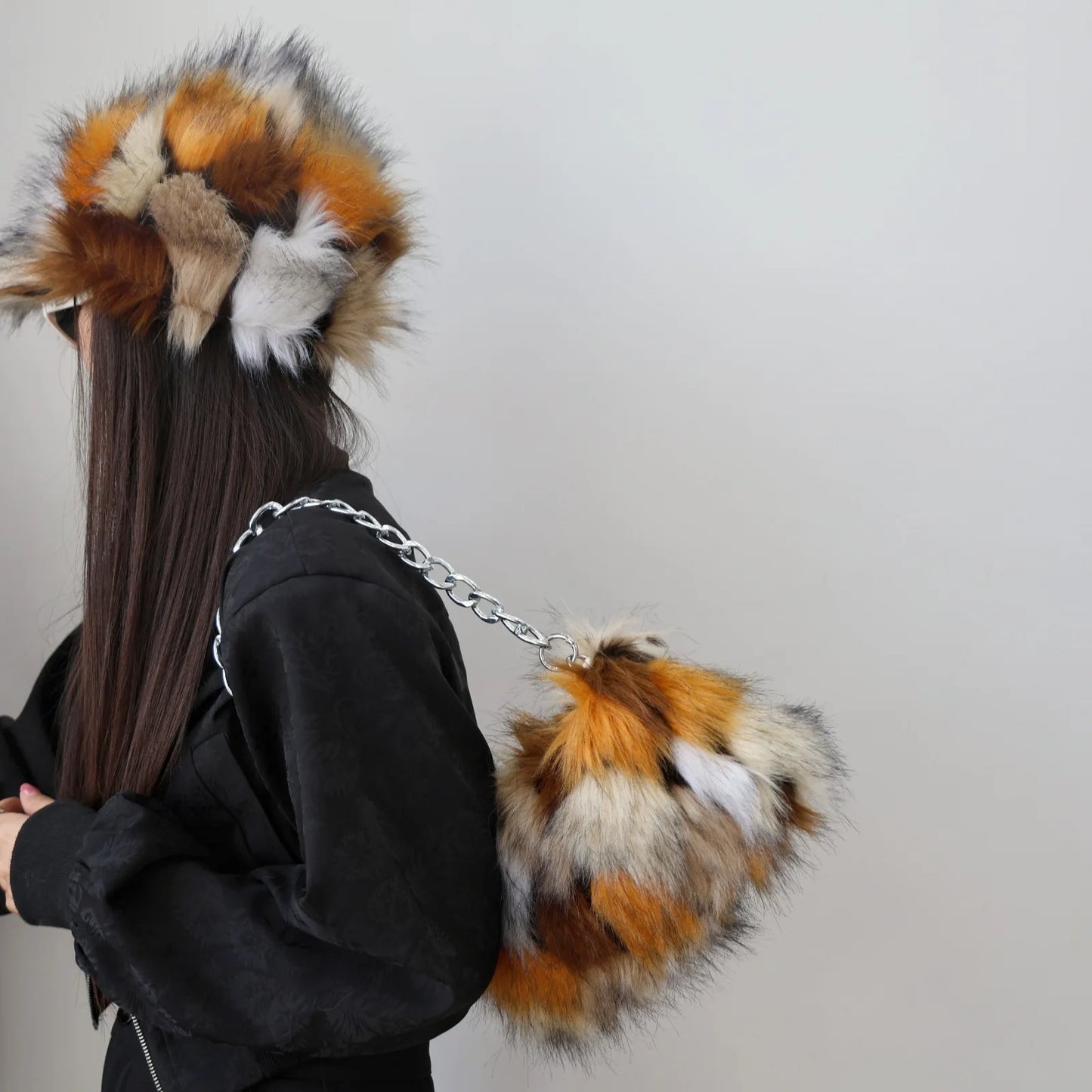 New Faux Fur Leopard Shoulder Bag Women's Autumn Winter Chain Handbags Ladies Leopard Print Clutch Purses Fluffy Top Handle Bags