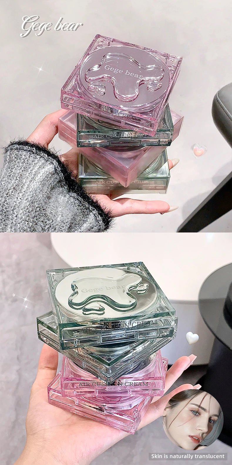 Gege Bear Moisturizing Air Cushion Cream Light Natural Clear Liquid Foundation Brightens Skin Tone Air Cushion BB Cream