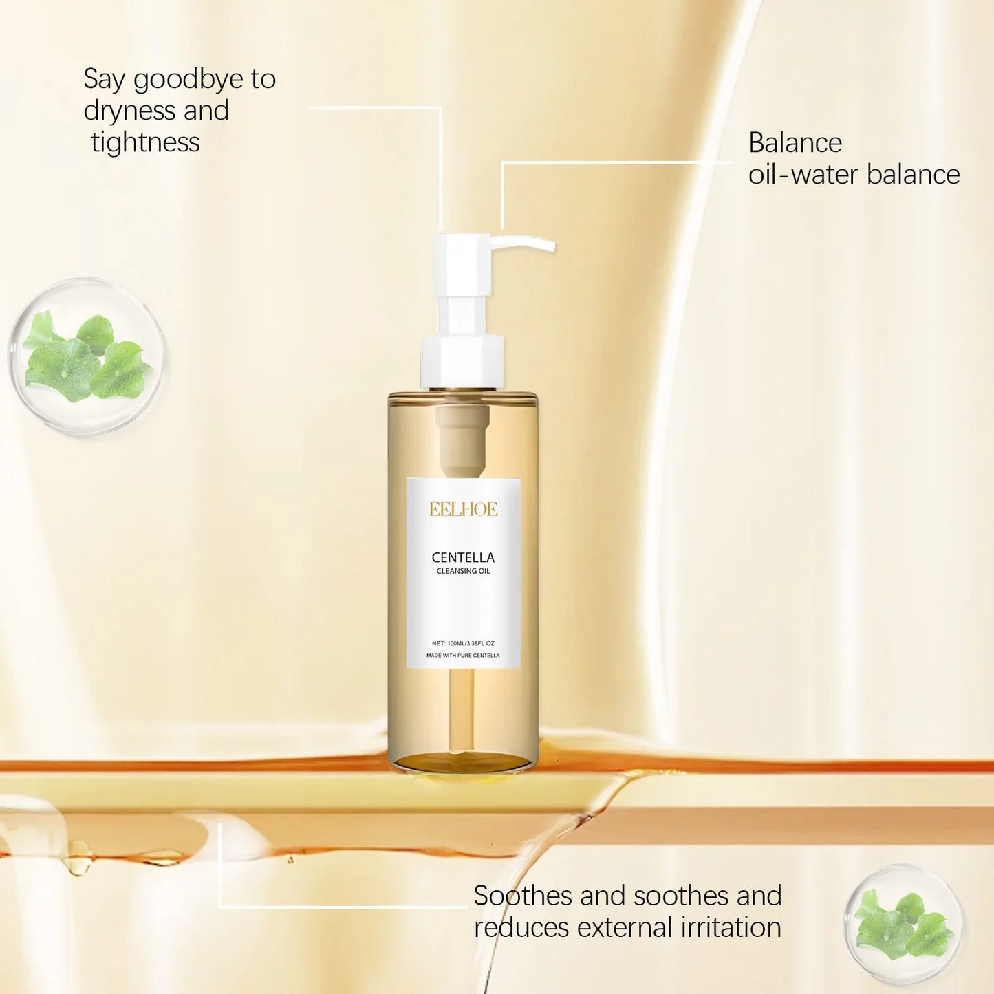 Centella Cleansing Oil Facial Makeup Remover Moisturizing Face Refresher Cleaning Centella Asiatica Extract Vitamin E Skin Oil